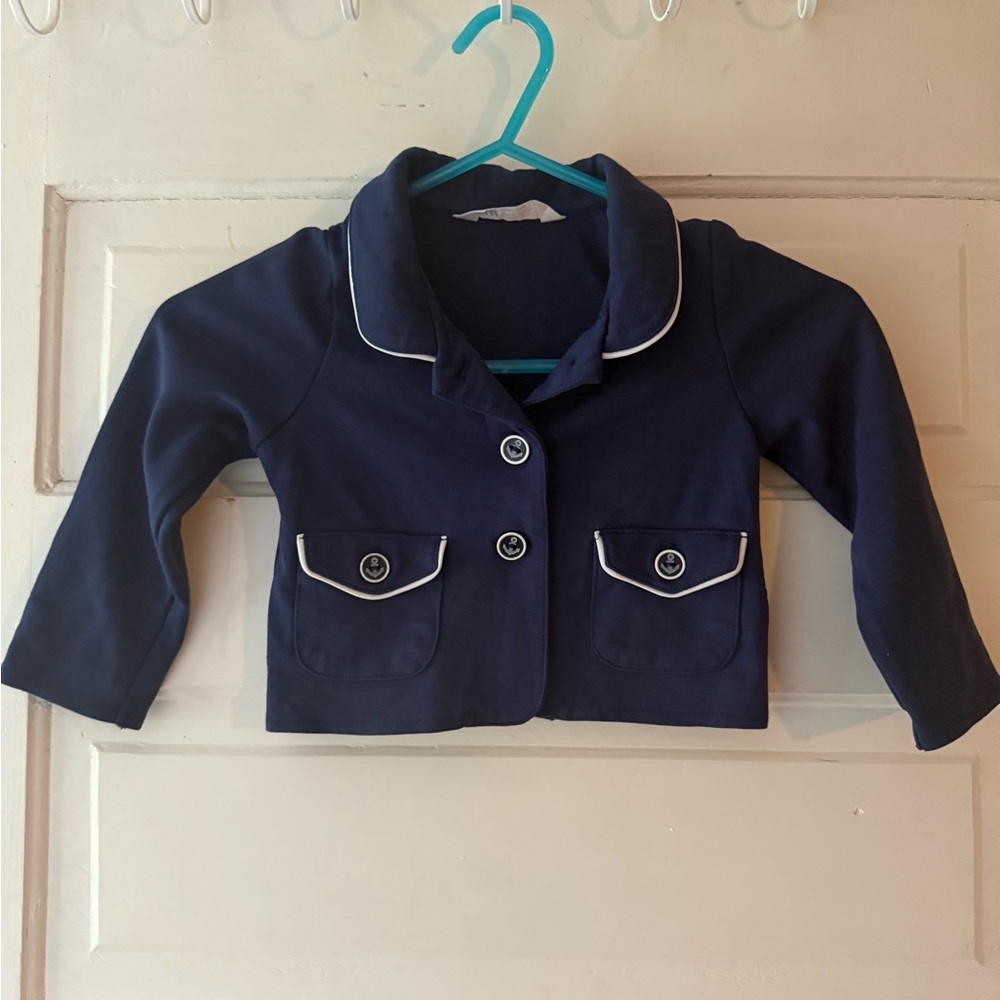 H&M Dark Blue Kids Blazer with White Accents
